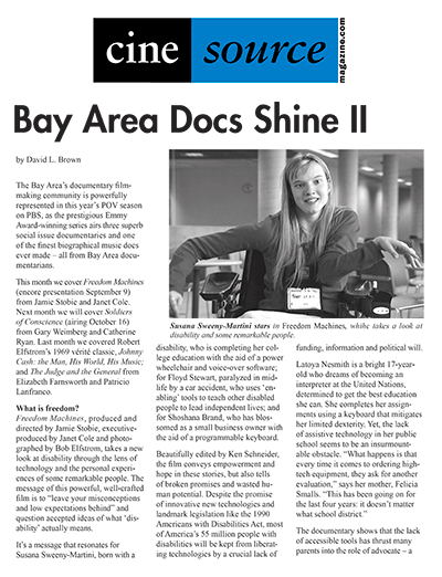 Cine Source Bay Area Docs Shine 2, by David L. Brown